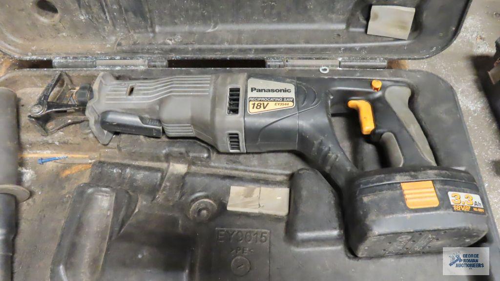 Panasonic 18 volt sawzall, 18 volt drill with two batteries and one charger.