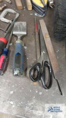 Small C clamps, files, screwdrivers, hammer, tool belt, etc