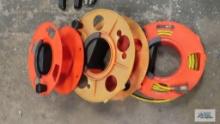 Heavy duty extension cord with cord reel and extra cord reels