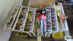 Vintage fishing lures and tackle box