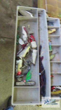 Vintage fishing lures and tackle box