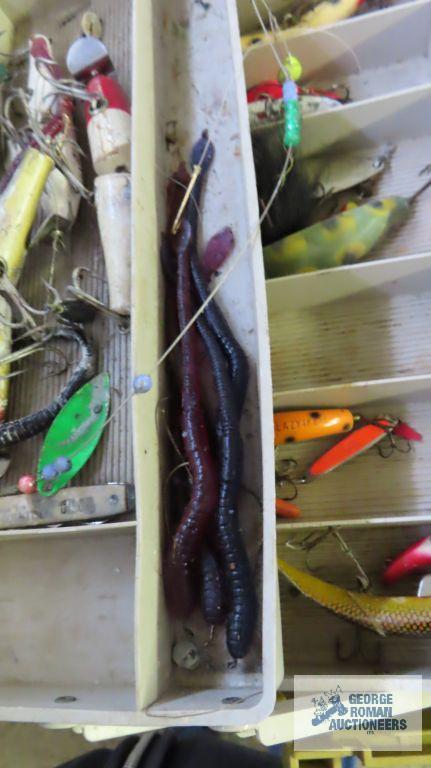 Vintage fishing lures and tackle box