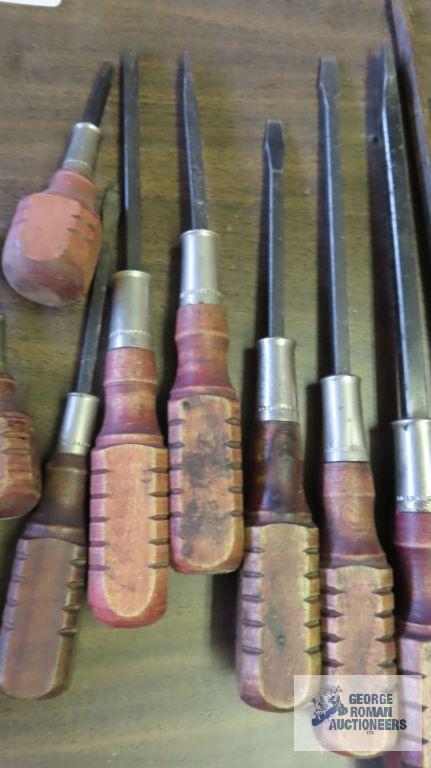 Vintage wooden handled screwdrivers