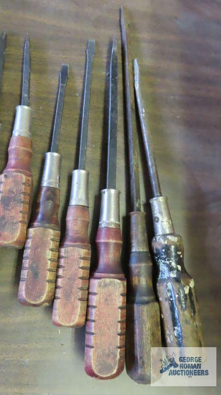 Vintage wooden handled screwdrivers