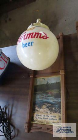 Pair of vintage Hamms beer advertising wall lamps