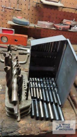 Lot of drill bits with holder and case