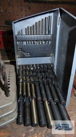 Lot of drill bits with holder and case