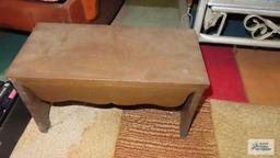 Vintage maple arm chair and wooden footstool