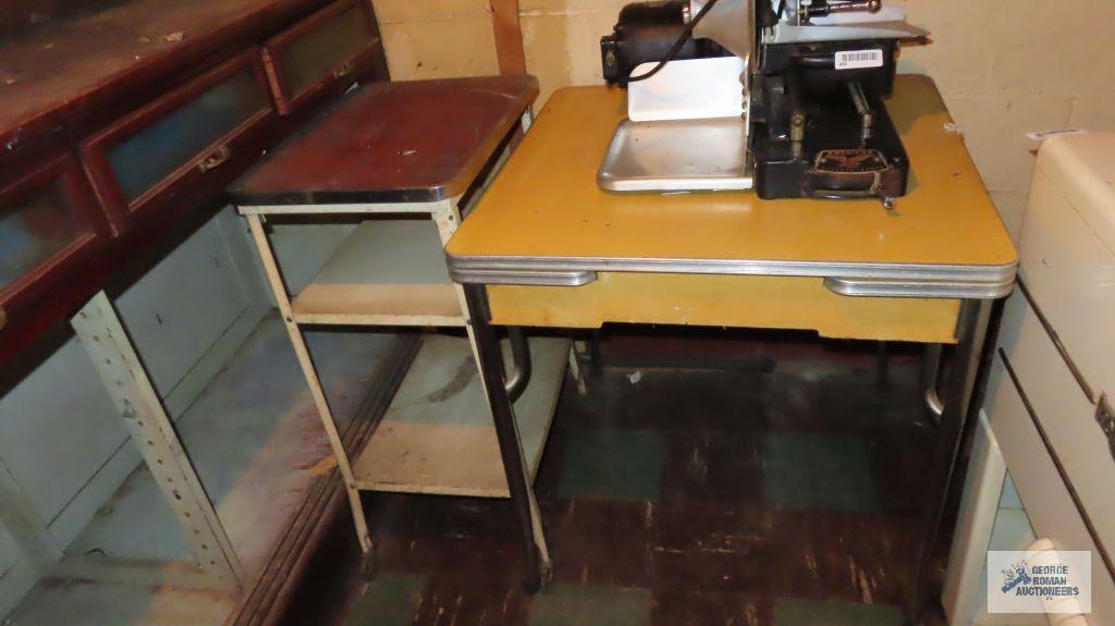 Vintage chrome table with pull-out leaves and vintage roll about kitchen cart