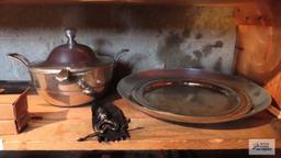 Oneida Silverplate serving tray, bottle stopper and etc