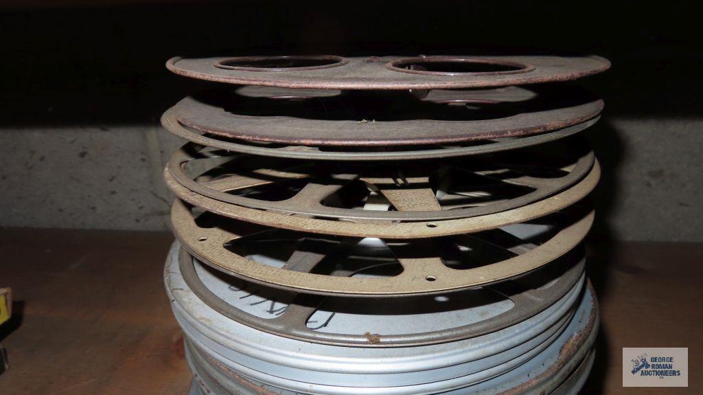 Lot of color correction filters and movie cans with reels