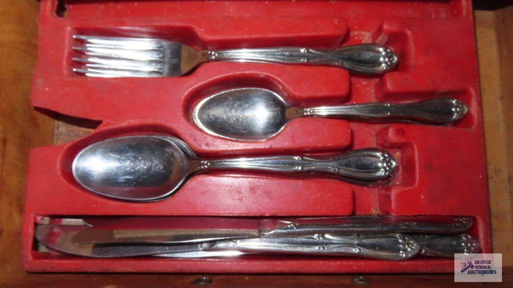 Assorted silverplate flatware and serving utensils