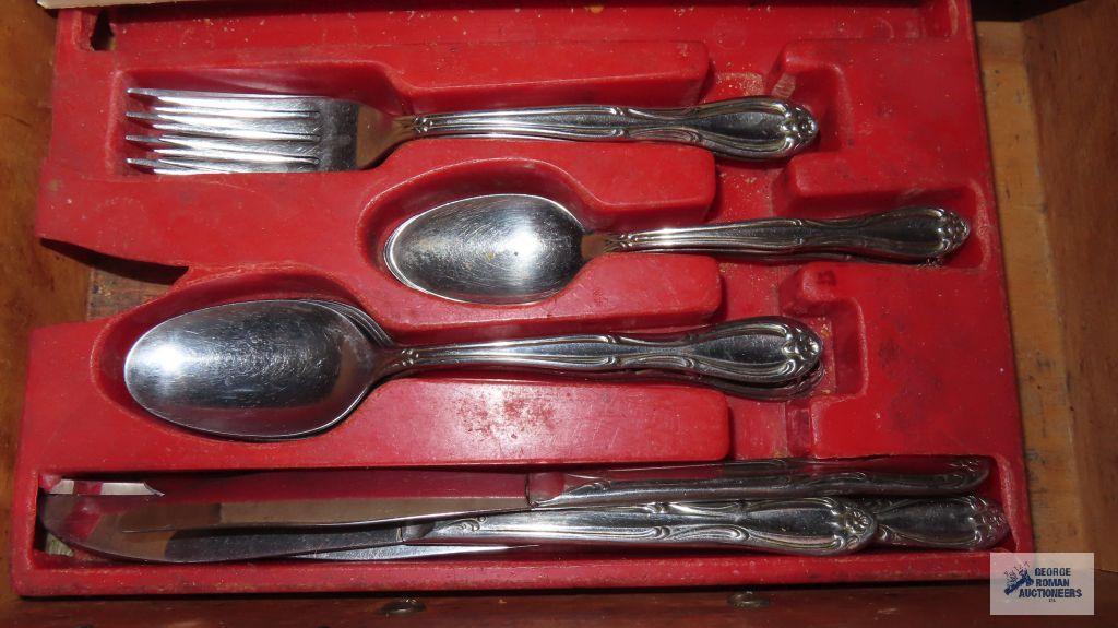 Assorted silverplate flatware and serving utensils