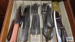 Assorted silverplate flatware and serving utensils
