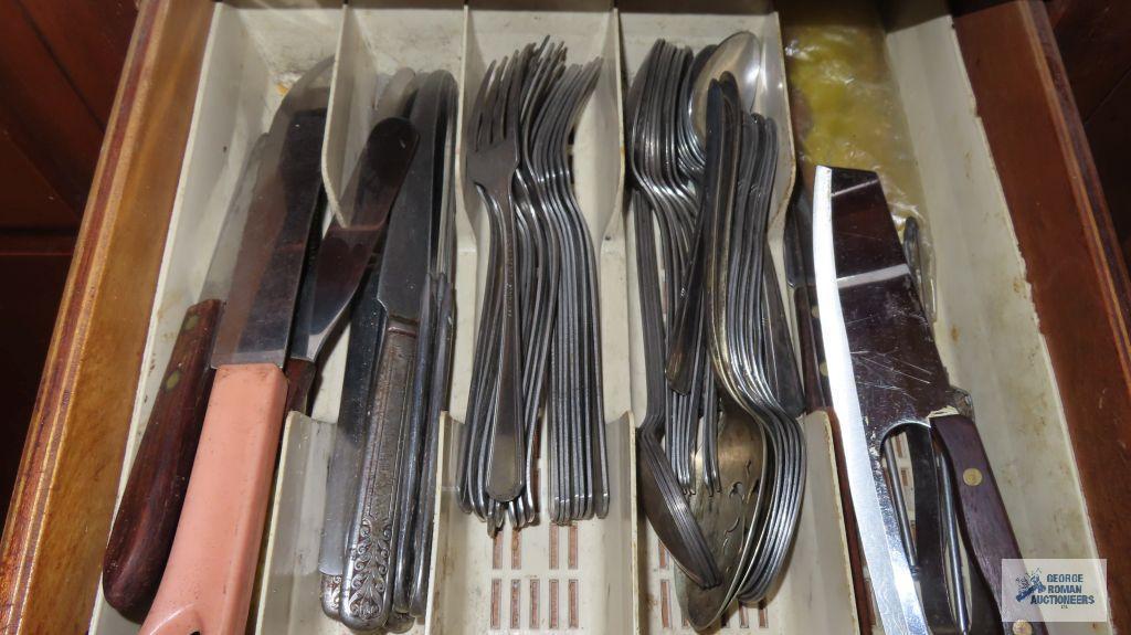 Assorted silverplate flatware and serving utensils