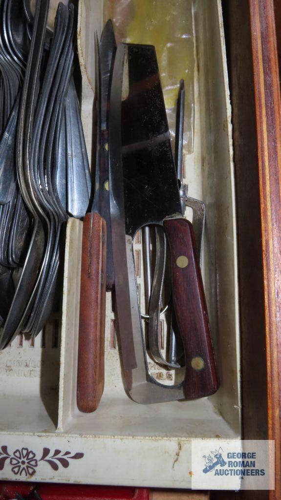 Assorted silverplate flatware and serving utensils