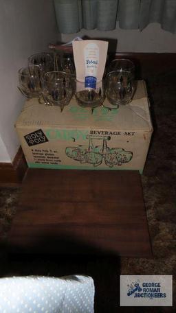 Vintage Roly Poly caddy beverage set with box