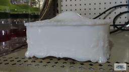 Milk glass vanity box with lid