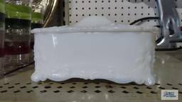 Milk glass vanity box with lid