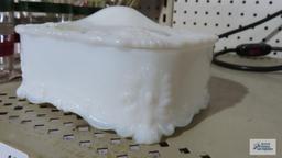 Milk glass vanity box with lid