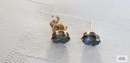 Blue colored gemstone earrings, marked 14K