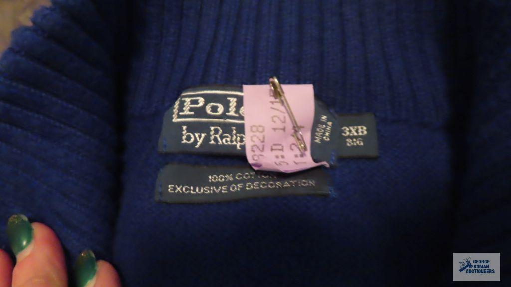 wool...sweaters and heavy...sweaters by Polo and Reno and others, sizes 2X to 4X