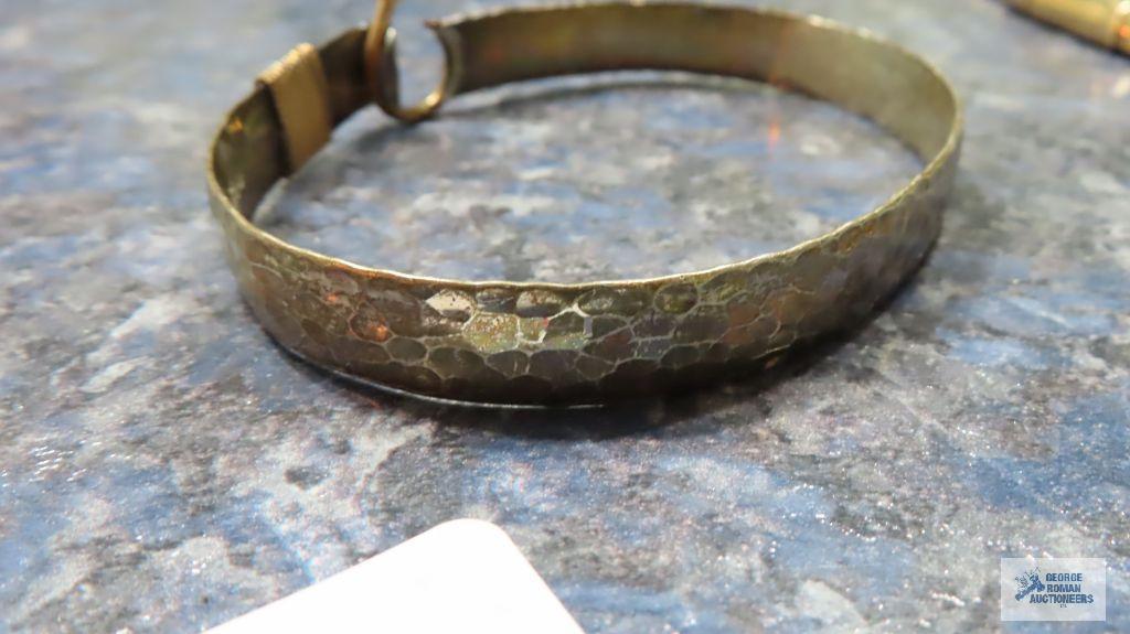 Men's large bangle bracelet, marked 925 and 14K
