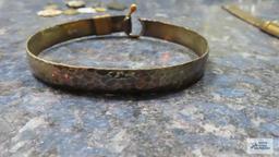 Men's large bangle bracelet, marked 925 and 14K