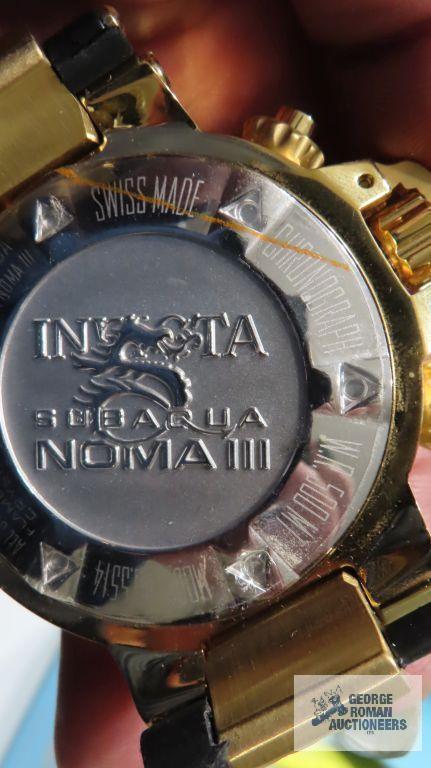 Invicta sub aqua Noma 3 watch, model number 5514, Swiss made, chronograph WR500MT, Stainless Steel