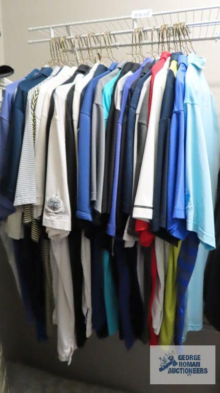 Large variety of golf shirts, mostly 3X and 4XL