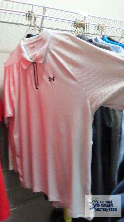 Large variety of golf shirts, mostly 3X and 4XL