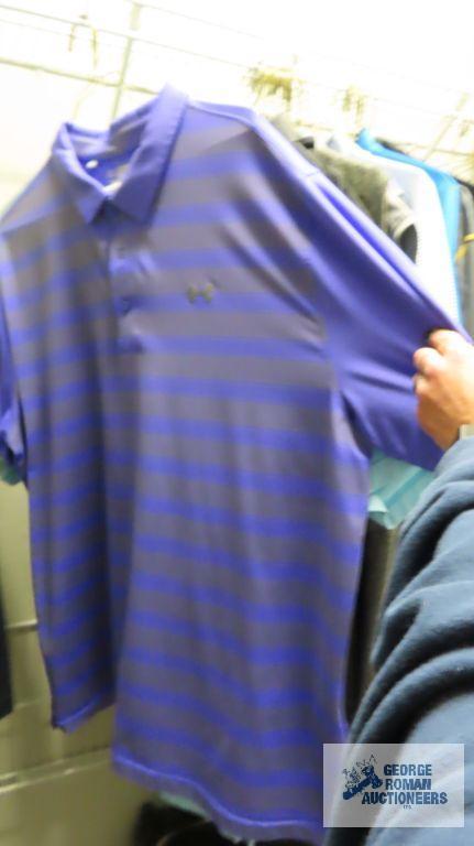 Large variety of golf shirts, mostly 3X and 4XL