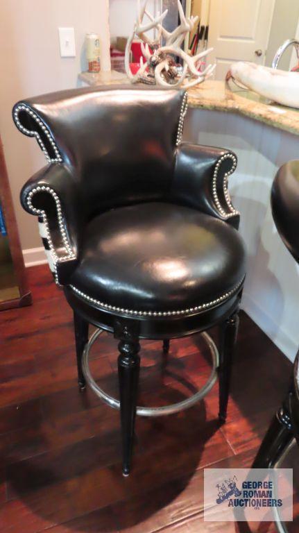 Pair of Maitland zebra...back and leather seat swivel bar stools