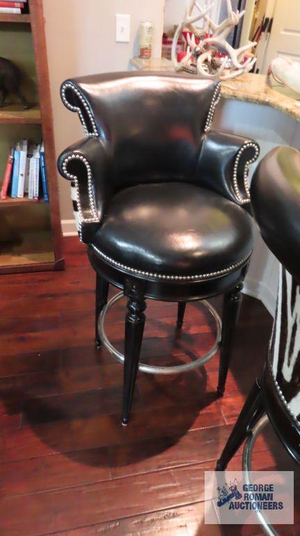 Pair of Maitland zebra...back and leather seat swivel bar stools