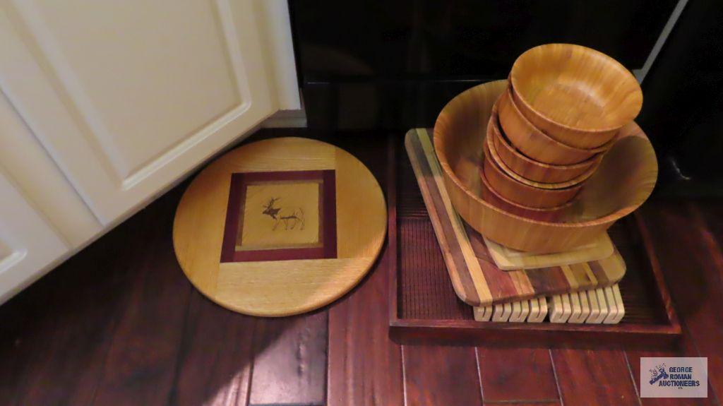 Lazy Susan cutting boards and tray