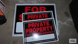 For sale and private property signs