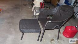 Wicker style chair and ottoman