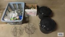 Laundry...basket of canning jars, two...canners and two extra inserts