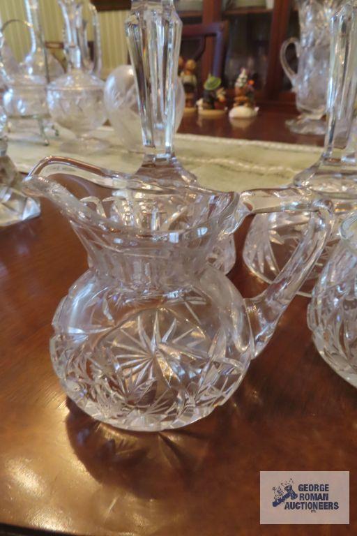 Crystal star design candle holders and creamer and sugar