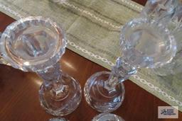 Crystal star design candle holders and creamer and sugar