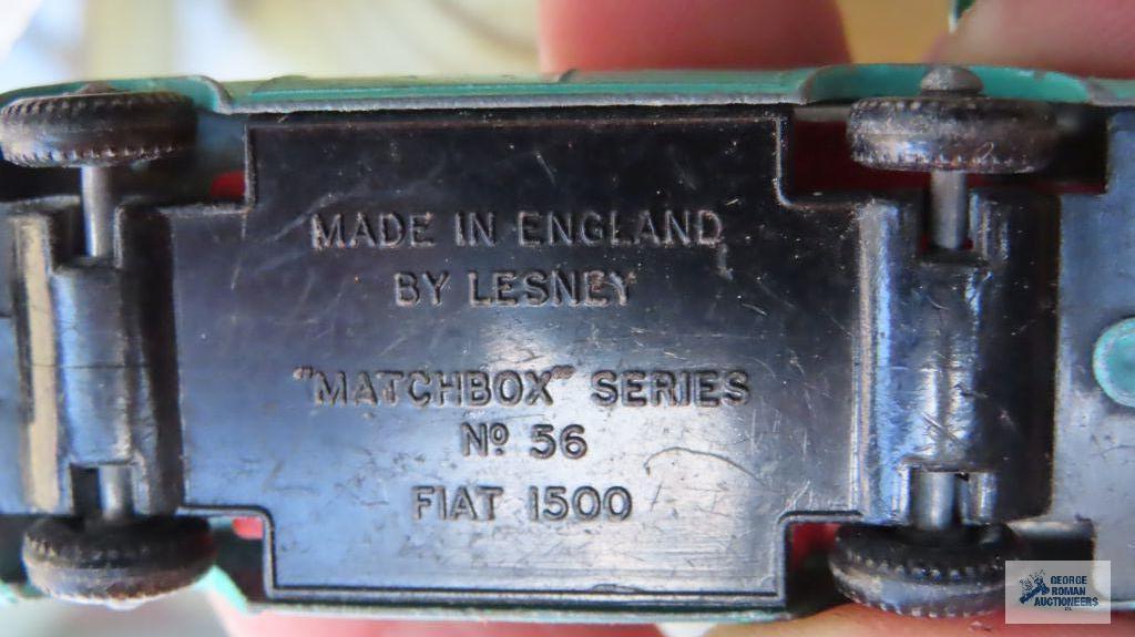 Six cars made in England by Lesney, some missing pieces