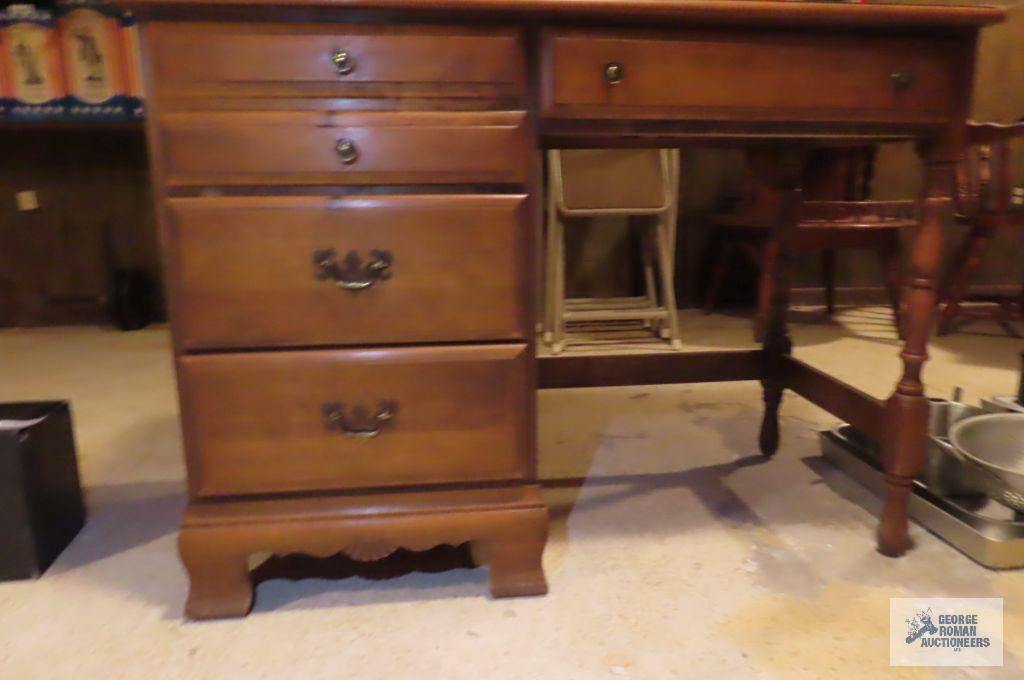 Maple desk in basement