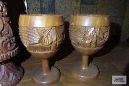 wooden goblets and vase