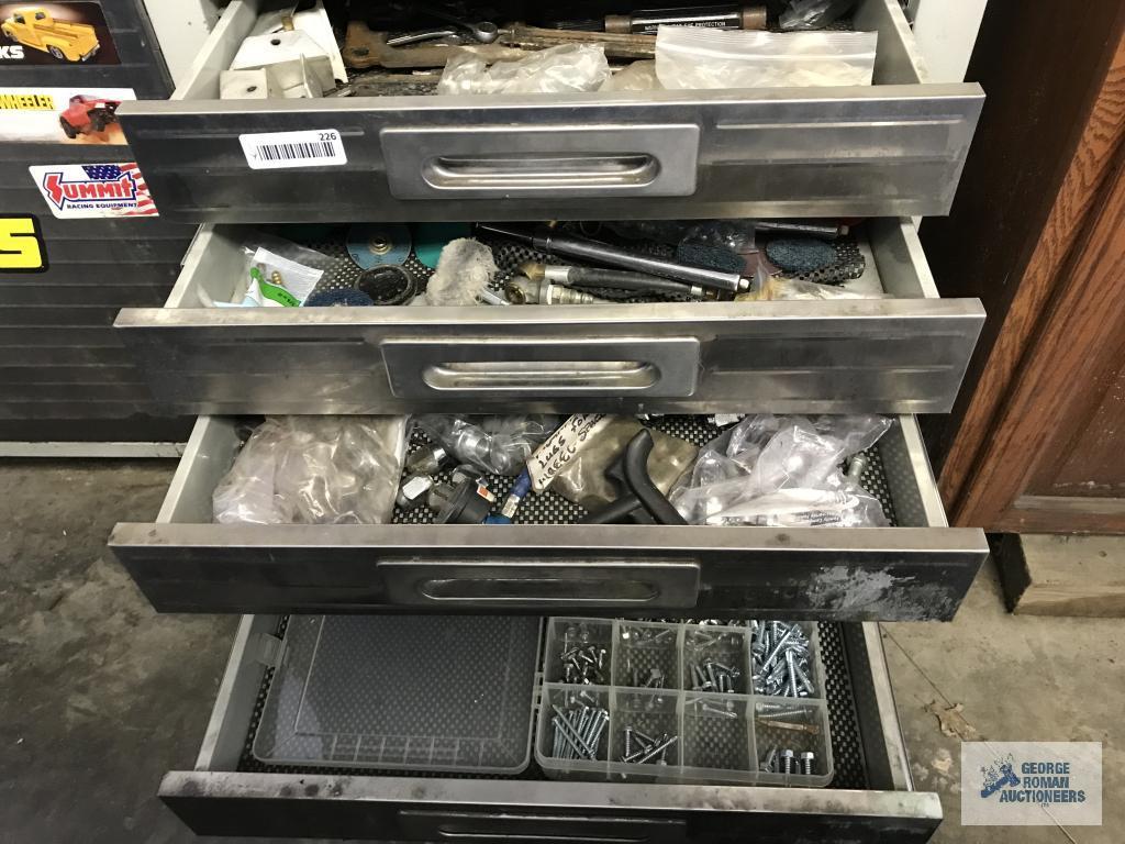 HARDWARE, LUG NUTS, ETC. IN FOUR DRAWERS