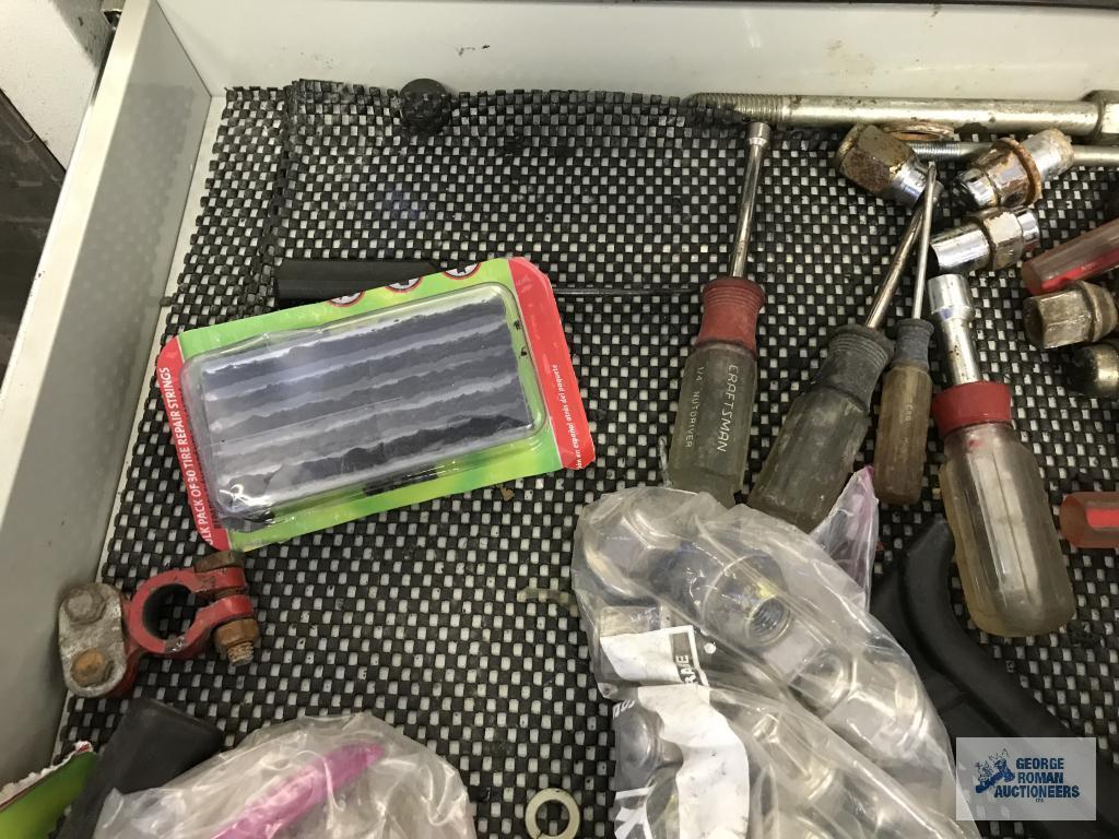 HARDWARE, LUG NUTS, ETC. IN FOUR DRAWERS