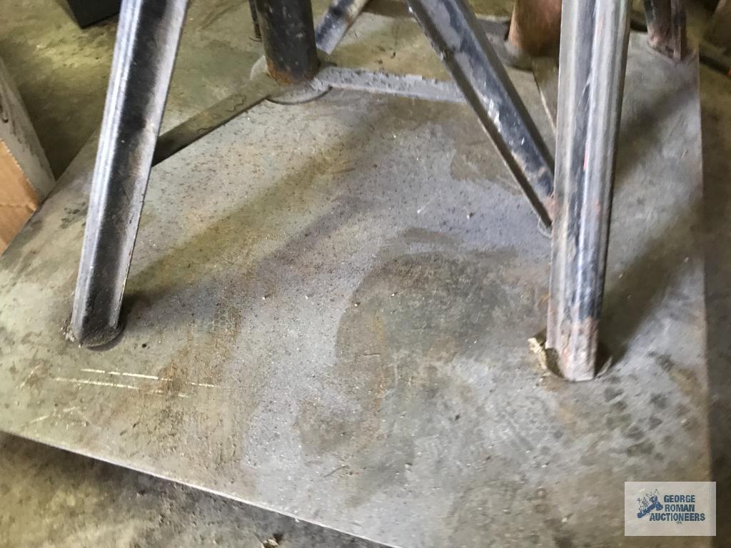 (2) JACK STANDS ON CART, ONE IS WELDED ON