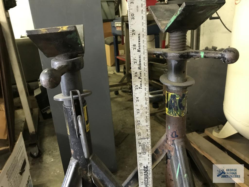 (2) JACK STANDS ON CART, ONE IS WELDED ON