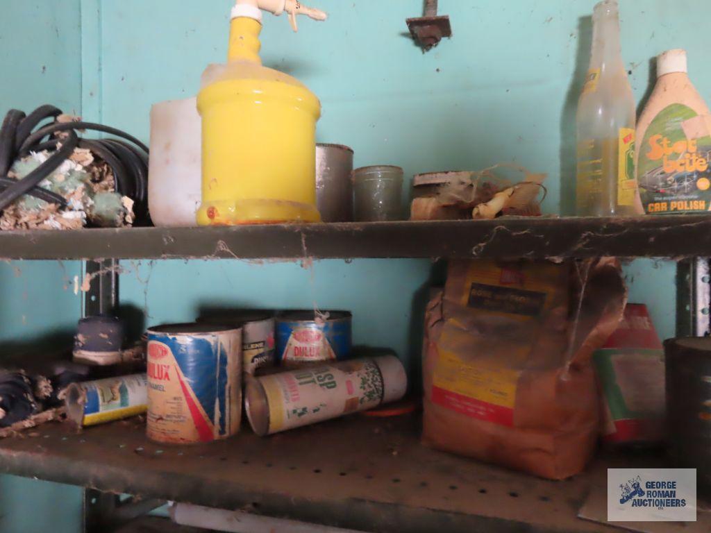 Kitchen cabinet with hardware, belt, and adjustable metal shelving unit