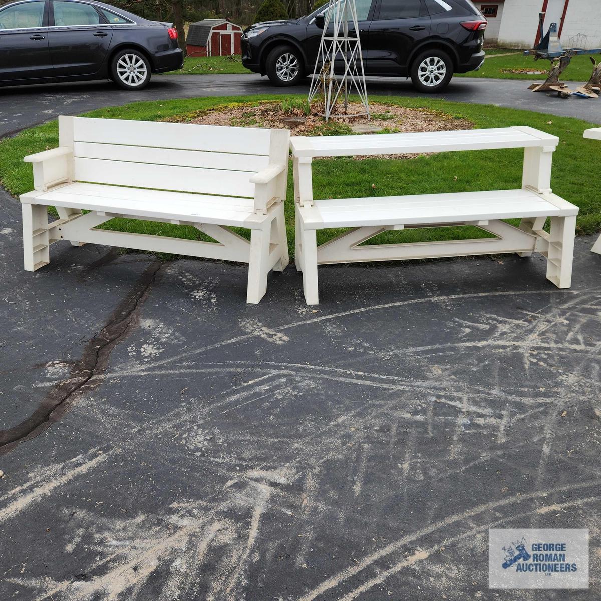 Pair of 58 inch folding picnic table halves/benches