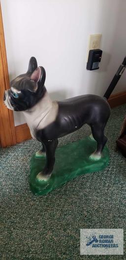 dog heavy cement outdoor decoration, approximately 1 ft tall
